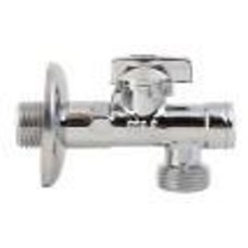 Угловой кран для подключения приборов с сеткой ( хром) 1/2"*1/2" TIM