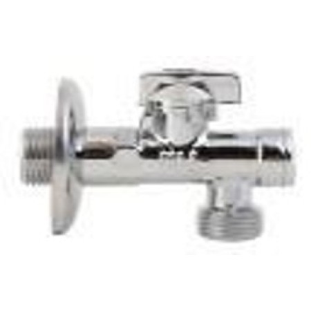 Угловой кран для подключения приборов с сеткой ( хром) 1/2"*1/2" TIM