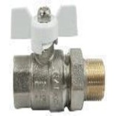 Кран шаровой прямой с "американкой" (бабочка белая) никелированный 3/4" (1/12) TIM
