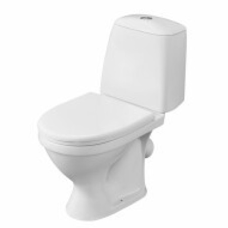 Унитаз-компакт "Соната" косой выпуск, 1 сорт, с кнопочной арматурой и сиденьем  SANTERI