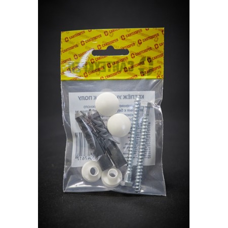 Крепеж унитаза к полу БЕЛЫЙ, фирм. пакет с подвесом, ш\к