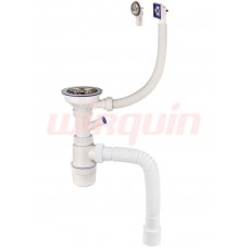 Сифон "Эконом" с чашкой эконом из нержавейки, с отводом, с универсальным переливом и гофротрубой. Ар