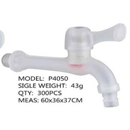 Кран пластиковый моно удлиненный со штутцером, ручка флажек