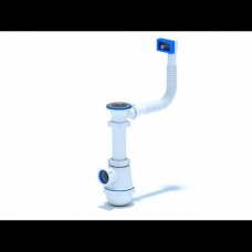 Сифон для кухонной мойки АНИ Грот A0140S, 1 1/2"*40 с гибким прямоугольным переливом