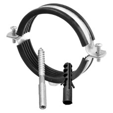 RU-HT Хомут трубный металлический HUMALT  М8 (25-28) 3/4" с гайкой,шпилькой-шурупом и дюбелем