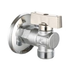 Кран шаравой угловой, для подключения сантехприборов хромированный,в комплекте с декоративной чашкой