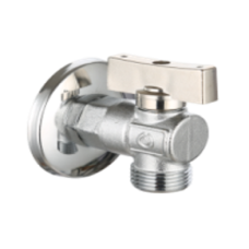 Кран угловой для подключения сантехприборов хром., в комплекте с декор. чашкой 1/2" х 3/4"