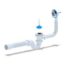 Сифон АНИ для ванны с выпуском 1 1/2", с переливом, с гибкой трубой 40/50