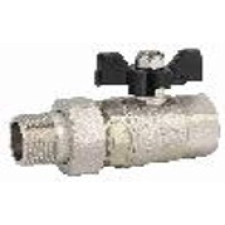 Кран шаровой  с «американкой» полнопроходной ВР-НР, бабочка из алюминия 1/2" x 1/2"