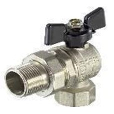 Кран шаровой усиленный угловой с "американкой" (бабочка) никелированный 1/2" (1\18) TIM