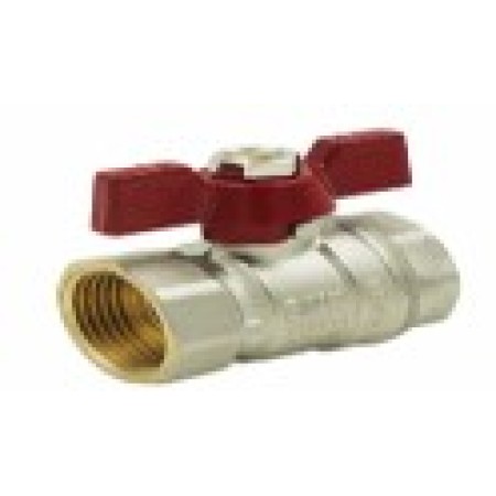 Кран шаровой «STANDARD» (бабочка красная) никелированный 1/2" г/г (25\75) TIM