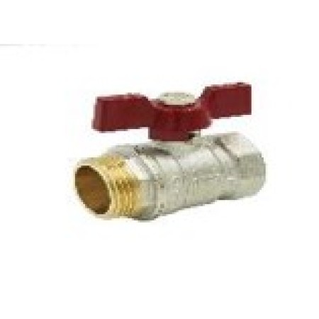 Кран шаровой «STANDARD» (бабочка красная) никелированный 1/2" г/ш (25\75) TIM