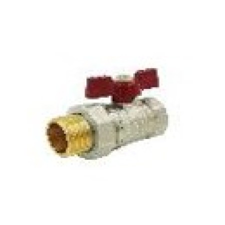 Кран шаровой с полусгоном «STANDARD», (бабочка красная) никелированный 3/4" (15\45) TIM