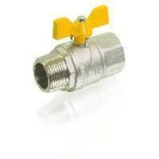 Кран шаровой для газа прямой (бабочка) никелированный  1/2"г/ш (16\60) TIM